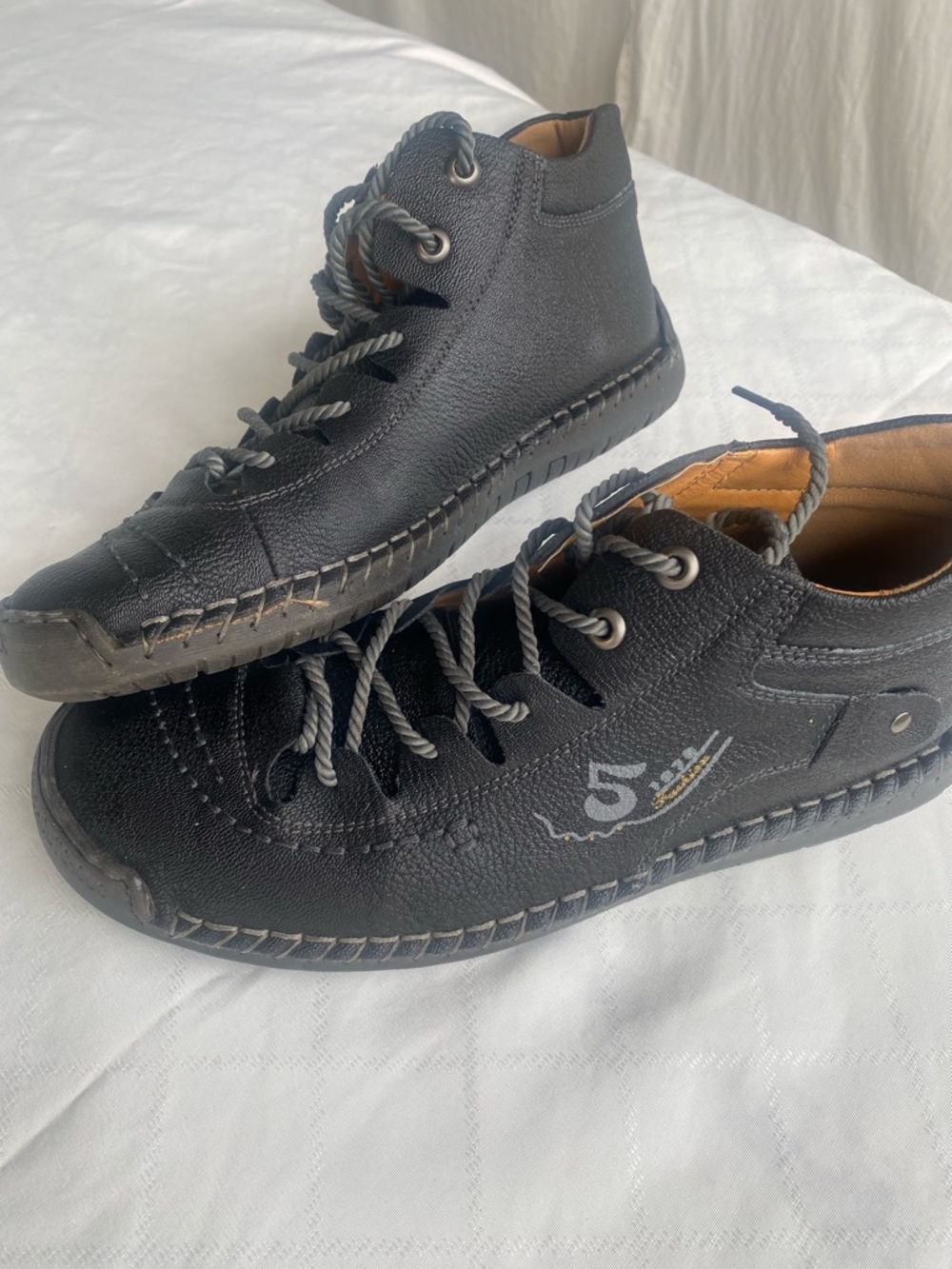 Comfort Leather Lace Up Shoes Black Soft Sole Casual Walking